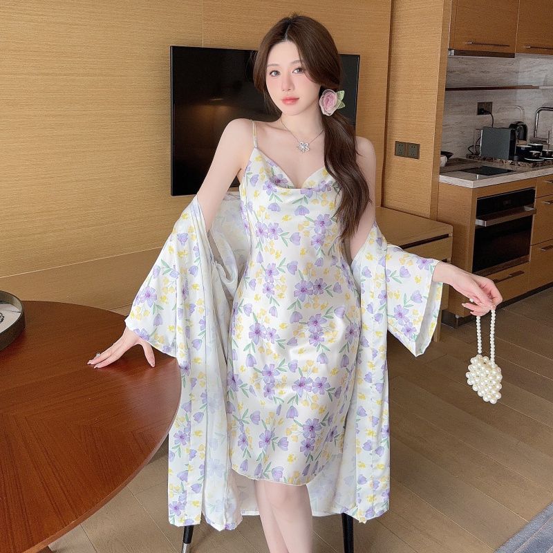 Robe Silk Women - Hochwertiges bedrucktes Sweet Wind Light Luxury