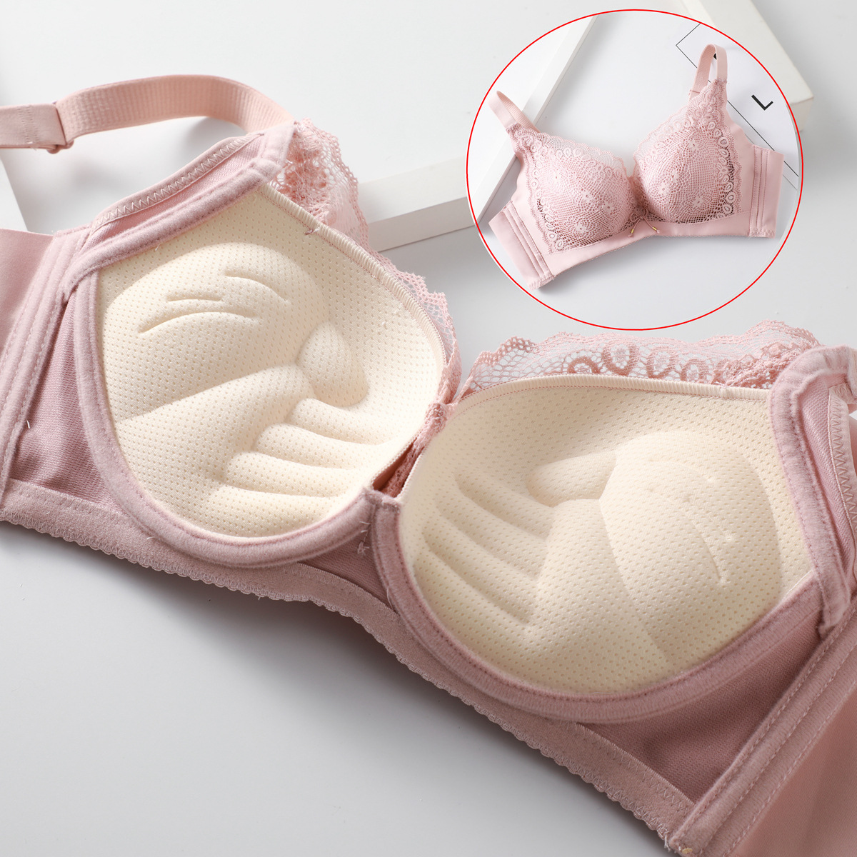 Bralette Wireless Soft - Push-Up-BH für Frauen, sexy Blumenspitze-Bralette, kabellos,