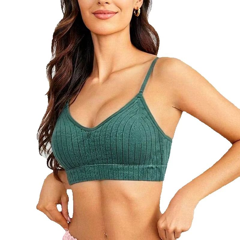 Bralette Wireless Soft - Damen Gerippter Strick-Bralette ohne Bügel, Verstellbar,